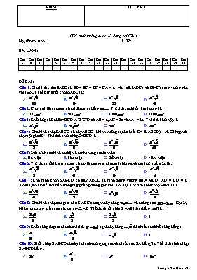 Đề kiểm tra Chương I môn Hình học Lớp 12